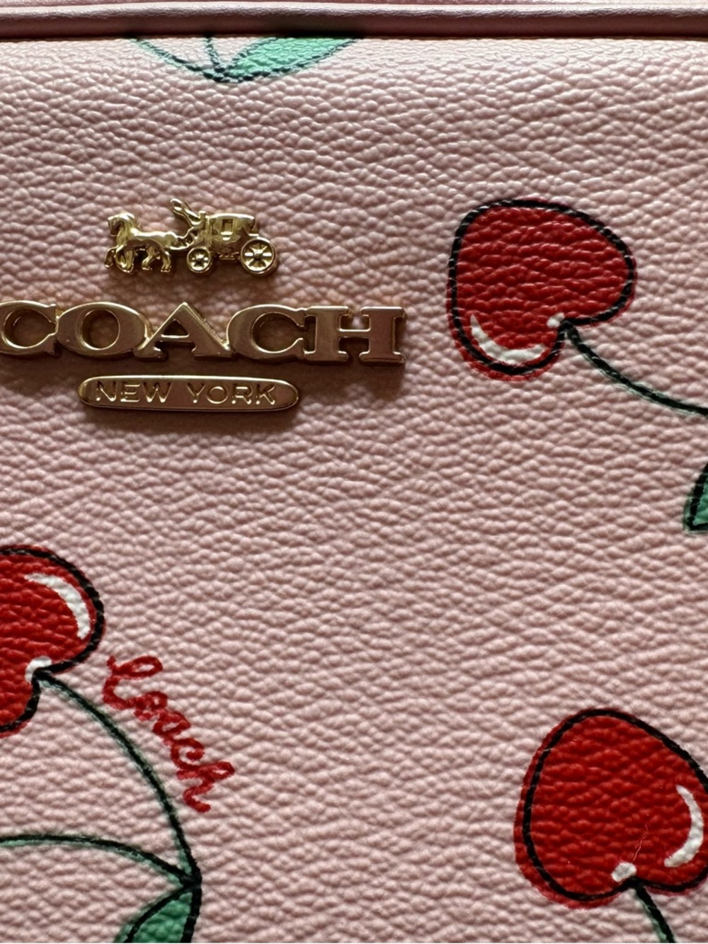 Coach Pink & Red Cherry Print Crossbody Bag - Picture 2 of 4